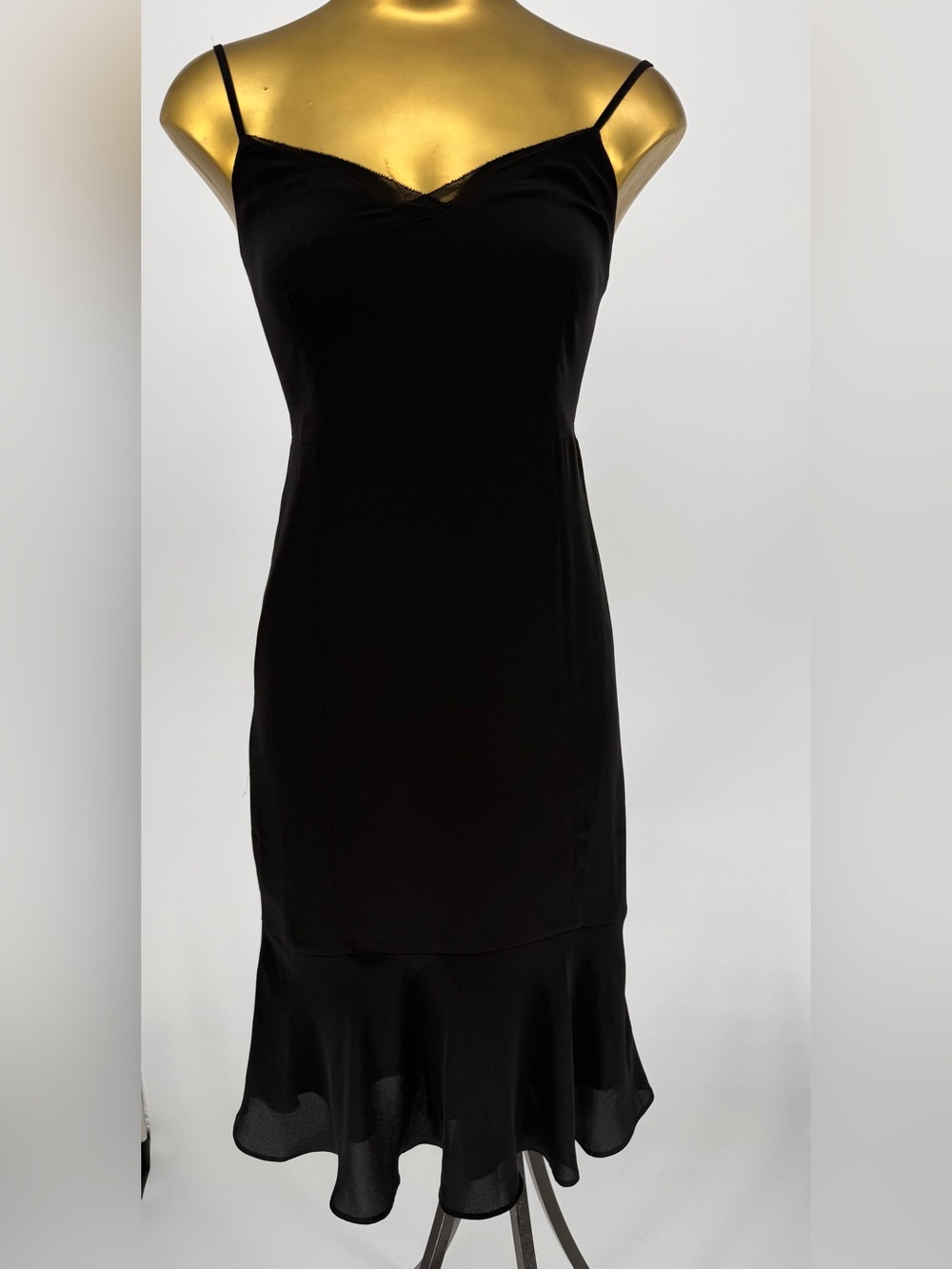 NWT Banana Republic Black Slip Dress with Flounce Hem Size 00P